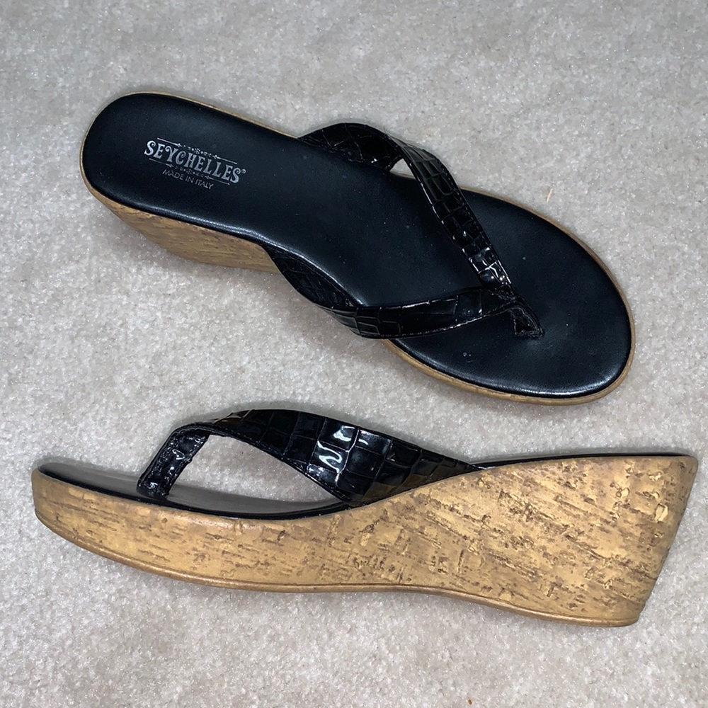 Seychelles black wedge Sandal
